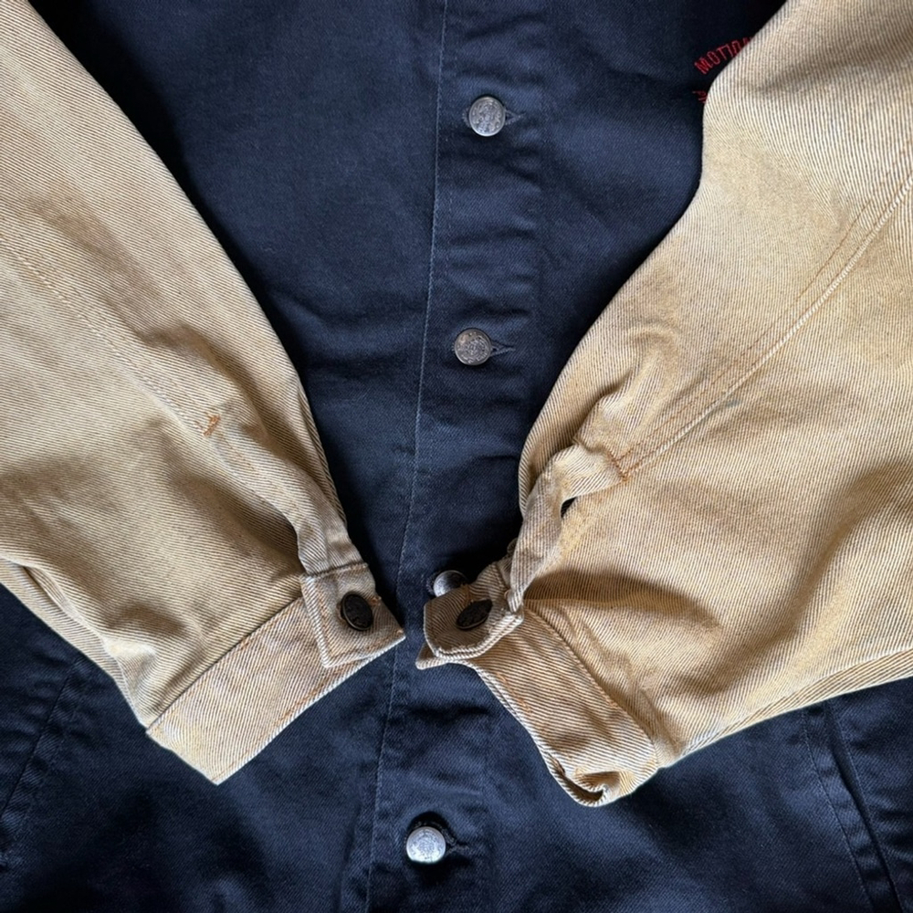 Vintage 90s Lonesome Dove The Outlaw Years Black &Tan Denim Crew Jacket Size M - Picture 11 of 16